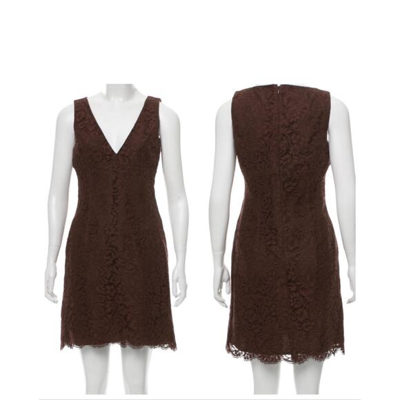 MICHAEL KORS COLLECTION | Little Brown Sheath Lace Dress - Picture 1 of 4